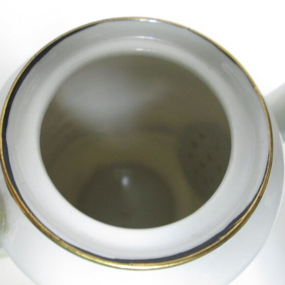 Vintage Porcelain Teapot with Spout Hand-painted Japanese Village 7" tall w/ Lid - Picture 10 of 12